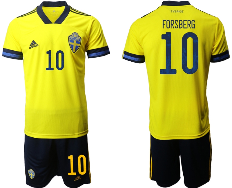 Men 2021 European Cup Sweden home yellow #10 Soccer Jersey->switzerland jersey->Soccer Country Jersey